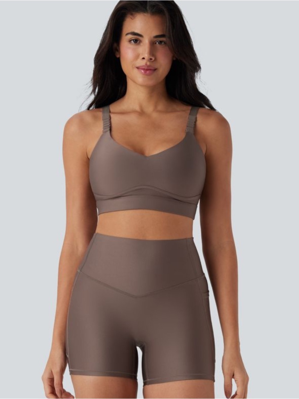 NWOT Halara Brown Medium Support Sheen Running Sports Bra